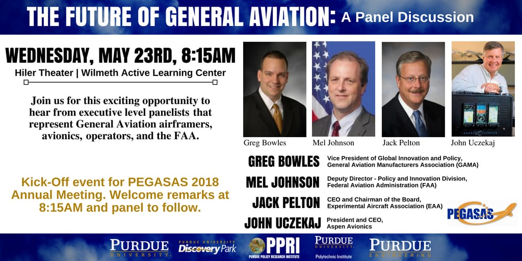 PEGASAS and Purdue Policy Research Institute to host Future of General Aviation: A Panel Discussion